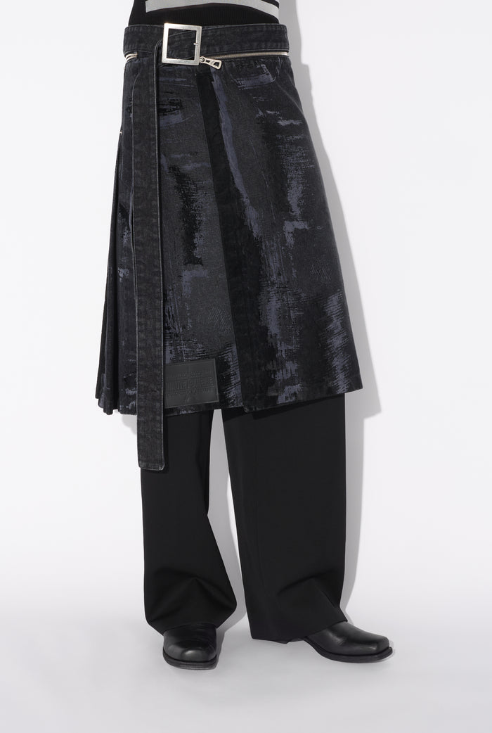Jean Paul Gaultier Le Kilt Denim Floqué Noir