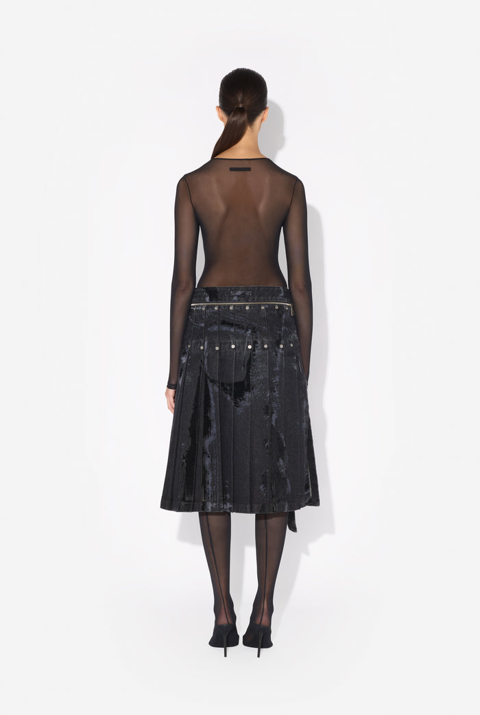 Jean Paul Gaultier Le Kilt Denim Floqué Noir