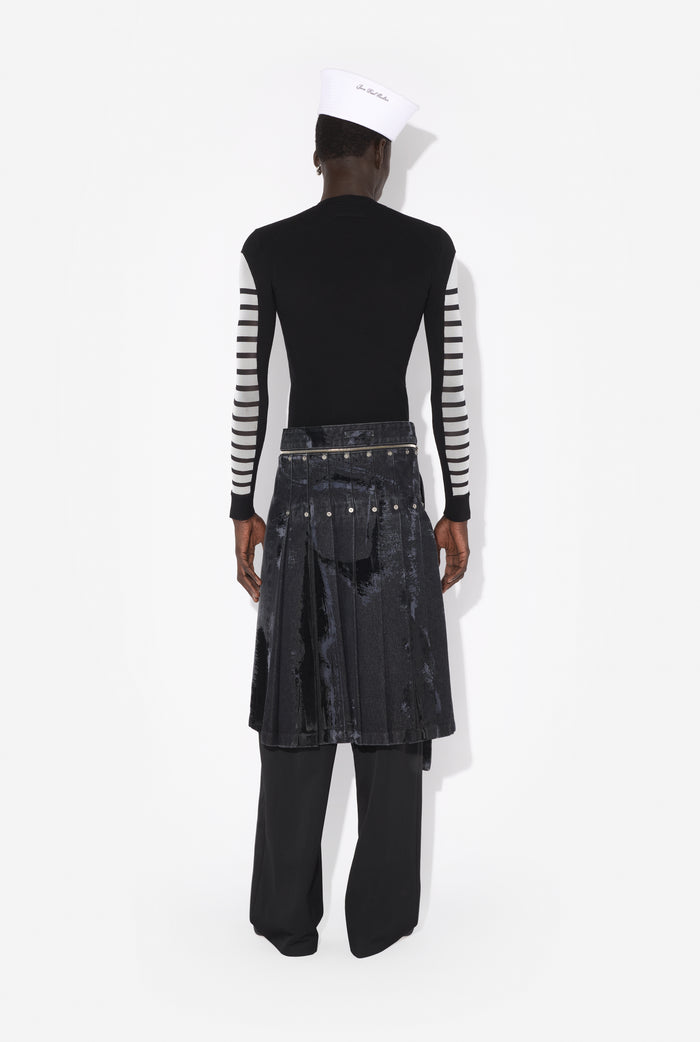 jean paul gaultier Le Kilt Denim Floqué Noir
