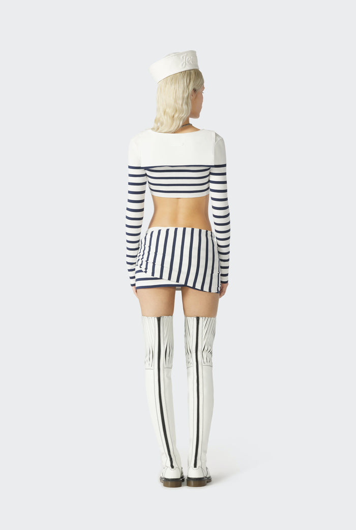 Jean Paul Gaultier Le Top à Nouer Marinière Blanc