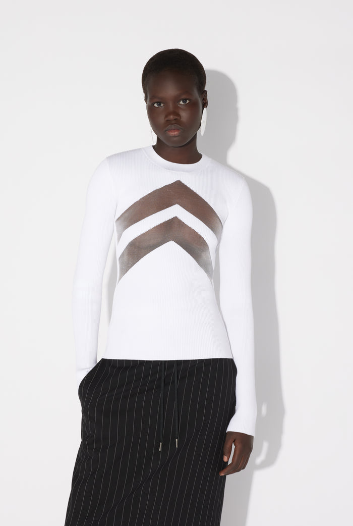 Jean Paul Gaultier Le Top Blanc à Chevrons Blanc