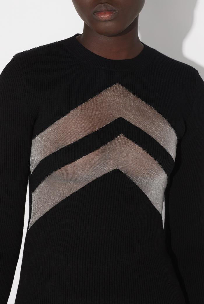 Jean Paul Gaultier Le Top Noir à Chevrons Noir