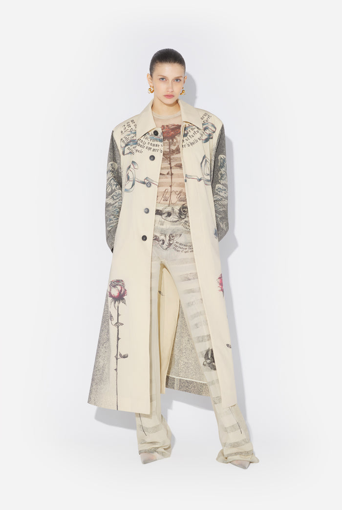 Jean Paul Gaultier Le Trench Multi-Tattoo Écru