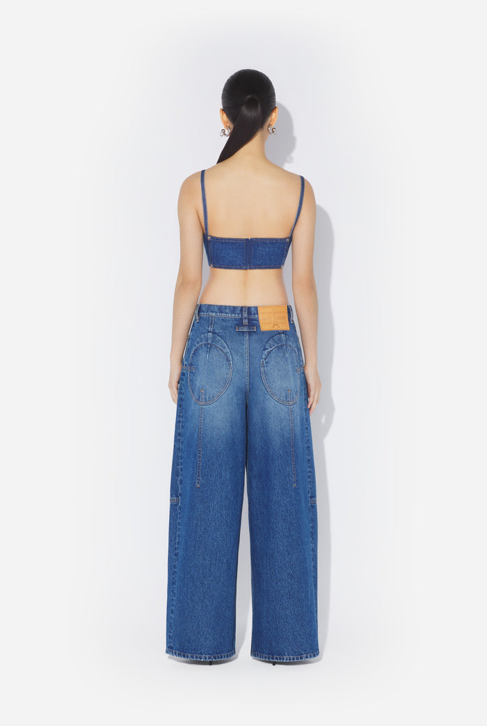Jean Paul Gaultier La Brassière Seins Coniques En Denim Bleu