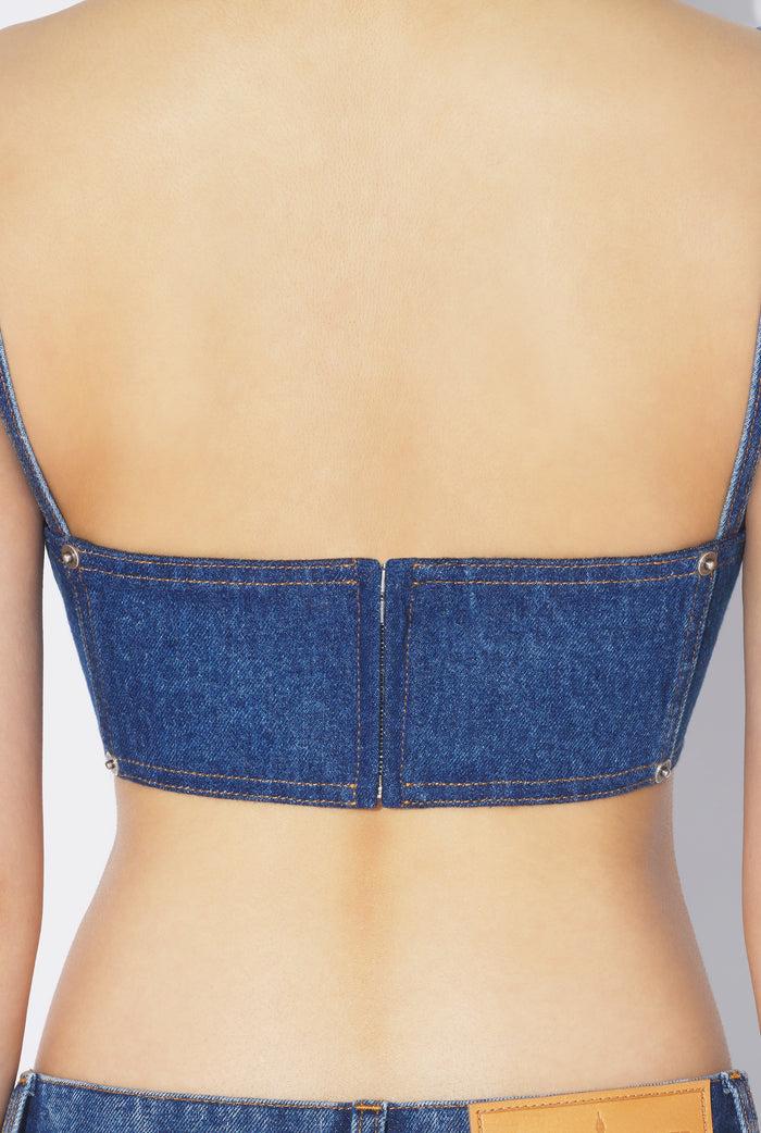 Jean Paul Gaultier La Brassière Seins Coniques En Denim Bleu