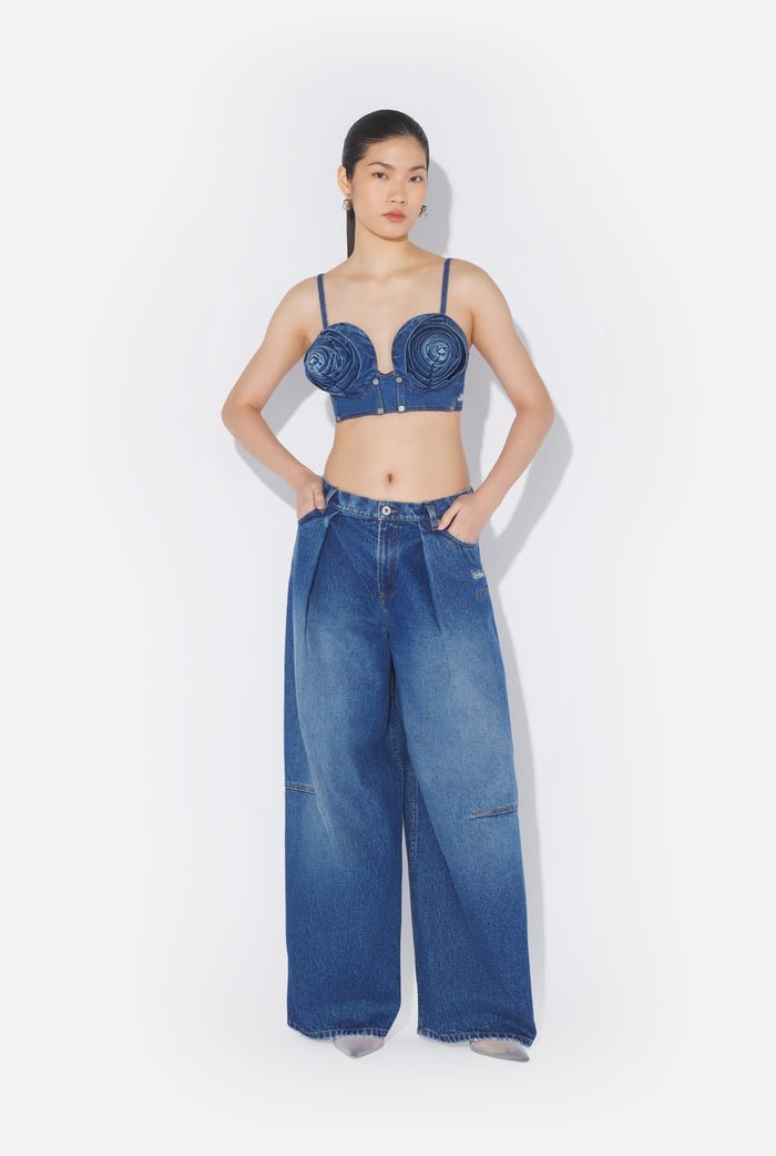 jean paul gaultier La Brassière Seins Coniques en Denim Bleu