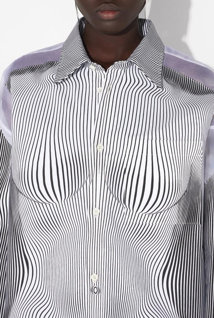 Jean Paul Gaultier La Chemise Petit Grand Pinstripe Body Morphing Noir