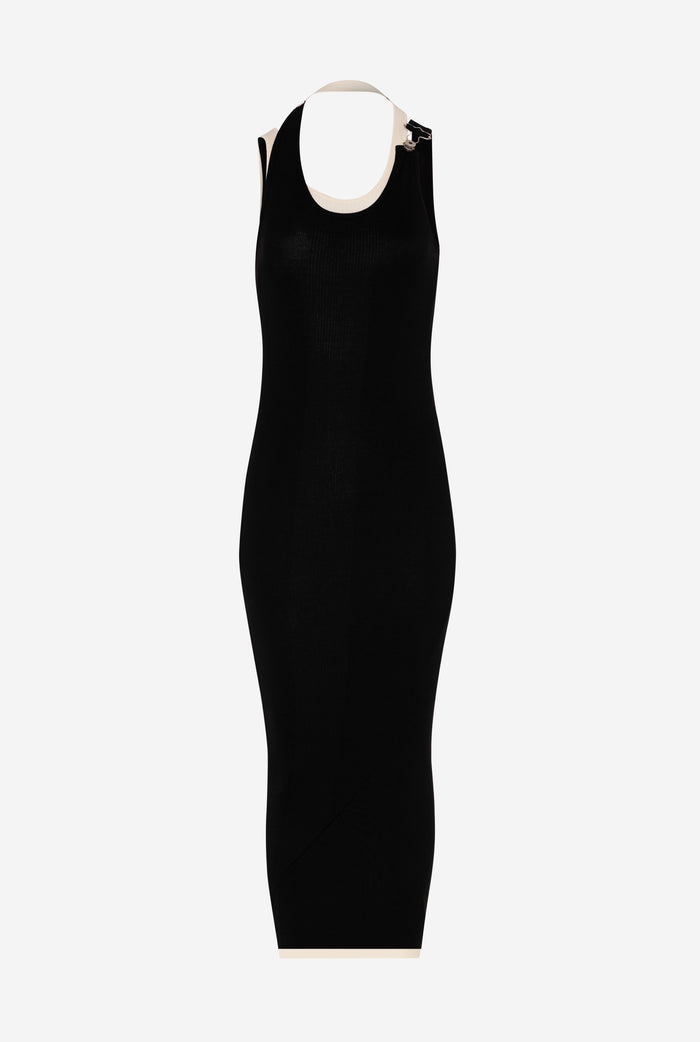 Jean Paul Gaultier La Double Robe Drapée Noire Noir