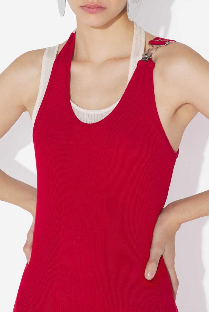 Jean Paul Gaultier La Double Robe Drapée Rouge Rouge