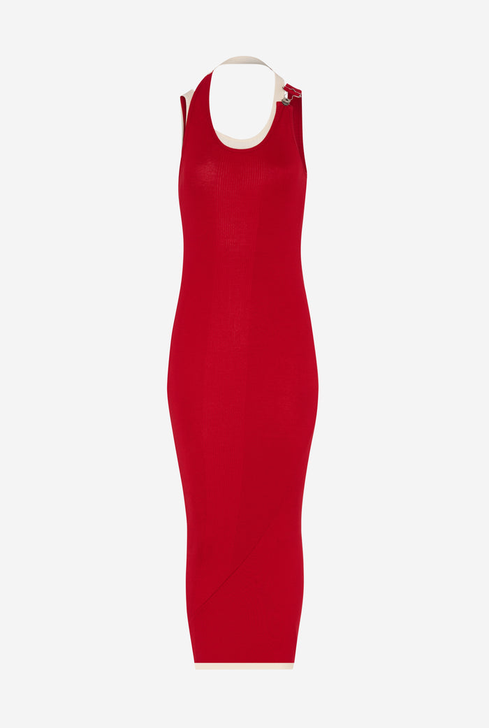 Jean Paul Gaultier La Double Robe Drapée Rouge Rouge