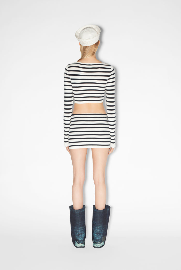 Jean Paul Gaultier La Jupe Flower Marinière Bleue Blanc