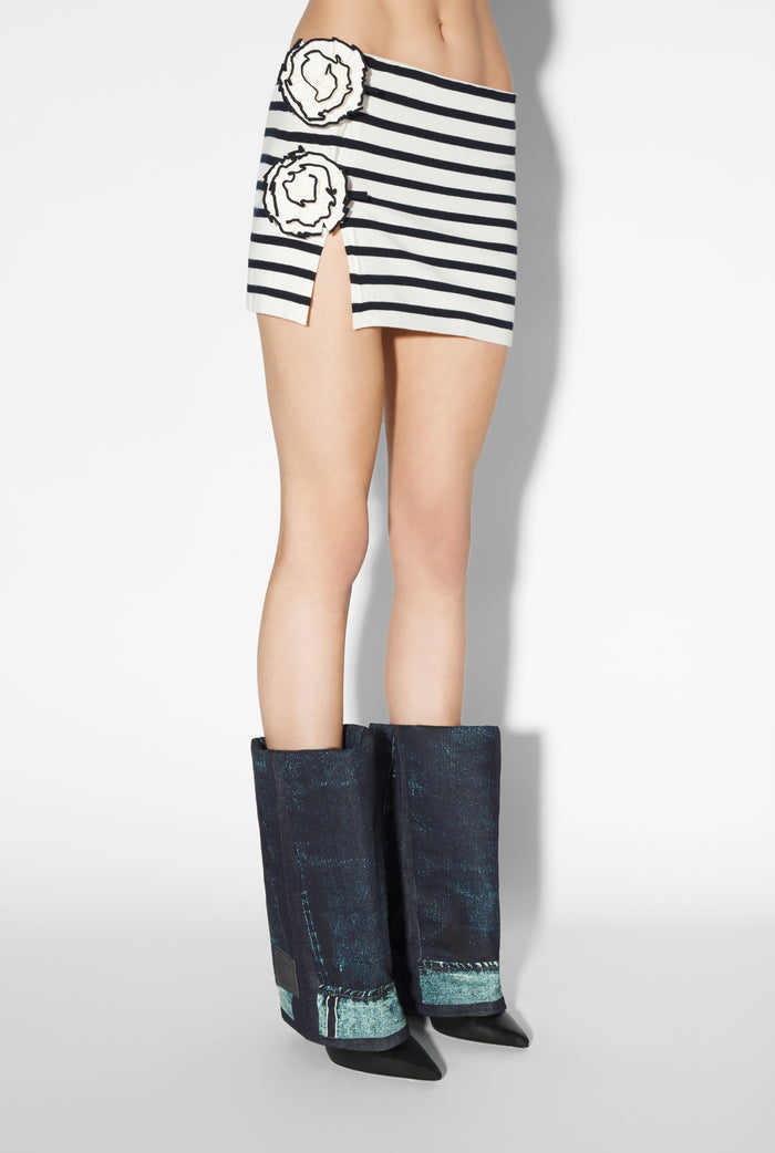 Jean Paul Gaultier La Jupe Flower Marinière Bleue Blanc