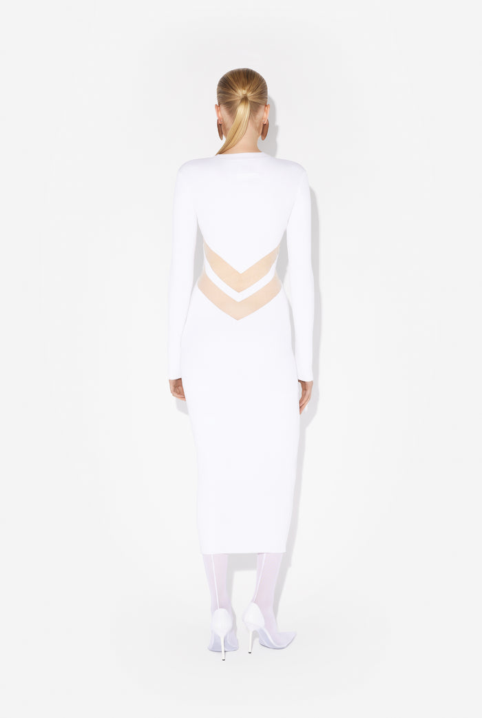 Jean Paul Gaultier La Robe Blanche à Chevrons Blanc