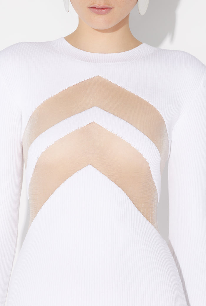 Jean Paul Gaultier La Robe Blanche à Chevrons Blanc
