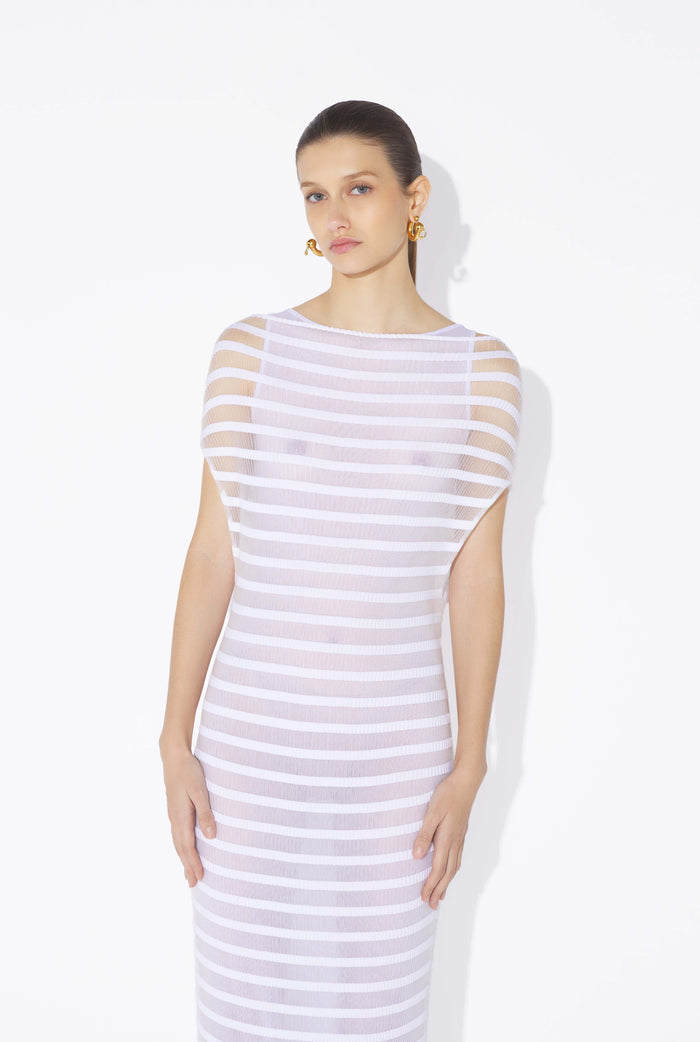Jean Paul Gaultier La Robe Blanche Rayures Marinière Blanc