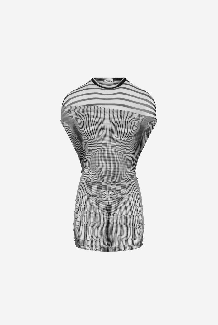 Jean Paul Gaultier La Robe Courte Drapée Body Morphing Blanc