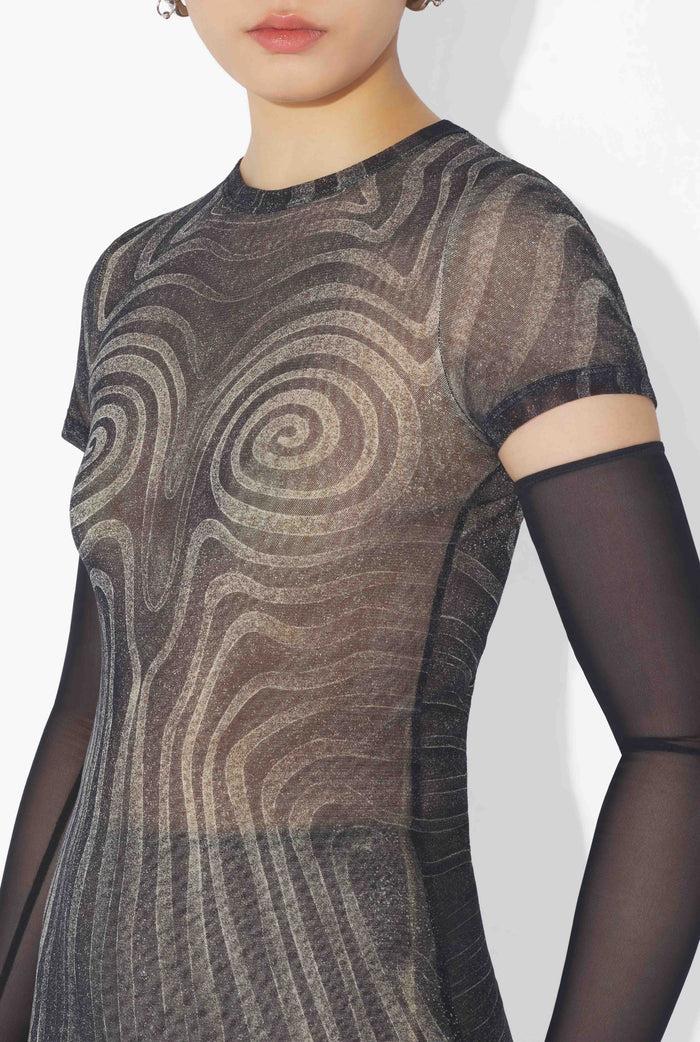 Jean Paul Gaultier La Robe Courte Spirale Noire Noir