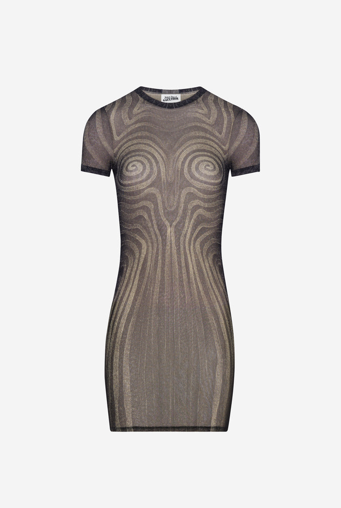 Jean Paul Gaultier La Robe Courte Spirale Noire Noir