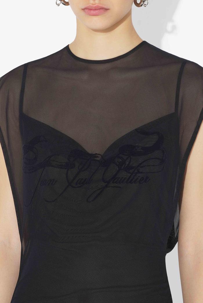 Jean Paul Gaultier La Robe Floquée Tattoo Ruban Noir