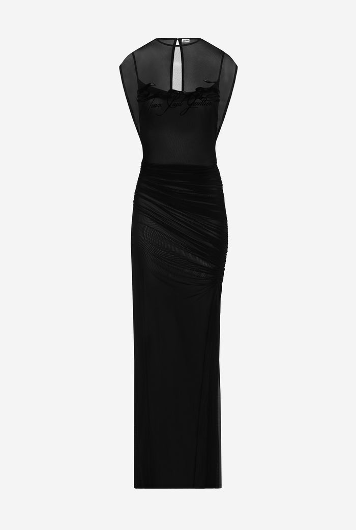 Jean Paul Gaultier La Robe Floquée Tattoo Ruban Noir