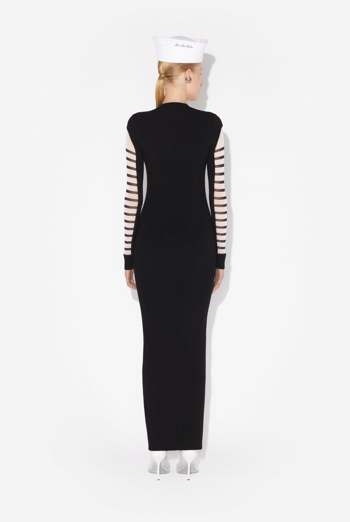 jean paul gaultier La Robe Longue Bi-Matière Marinière Blanc