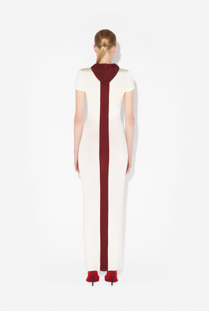 Jean Paul Gaultier La Robe Longue Blanche à Chevrons Blanc
