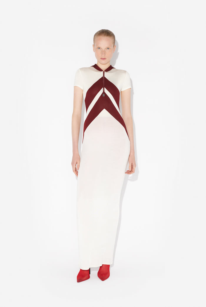 jean paul gaultier La Robe Longue Blanche à Chevrons Blanc