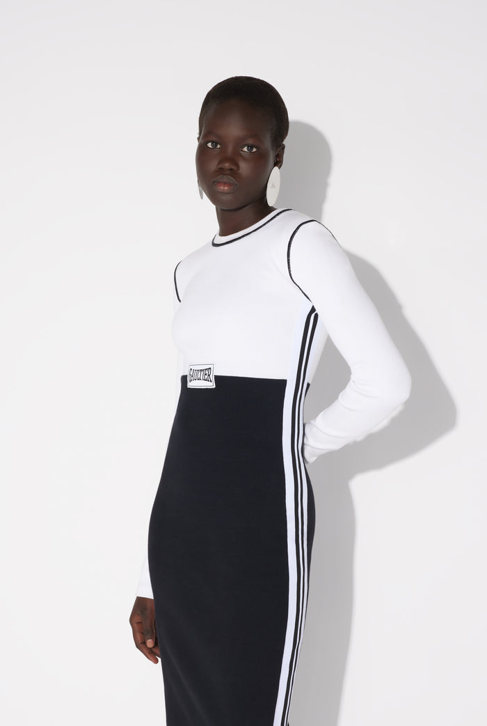 Jean Paul Gaultier La Robe Longue Color Block Blanc