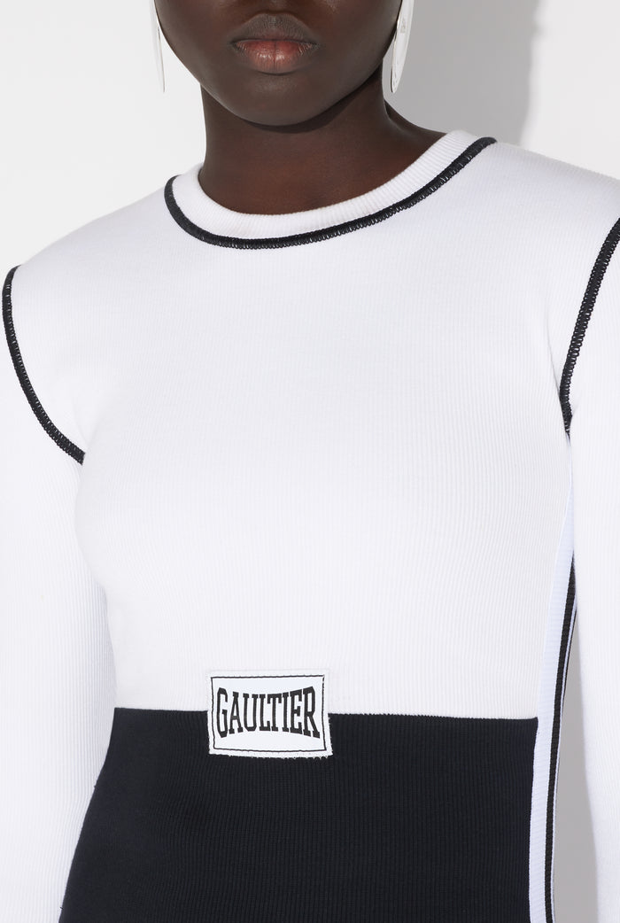 Jean Paul Gaultier La Robe Longue Color Block Blanc