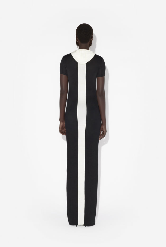 Jean Paul Gaultier La Robe Longue Noire à Chevrons Noir