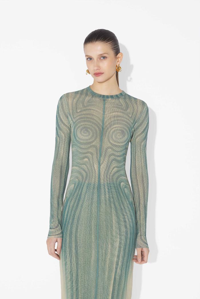 jean Paul Gaultier La Robe Longue Spirale Bleue Bleu