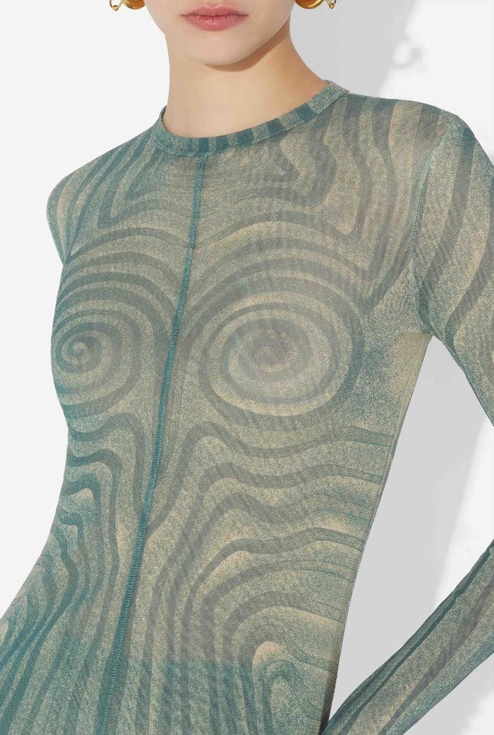 jean Paul Gaultier La Robe Longue Spirale Bleue Bleu