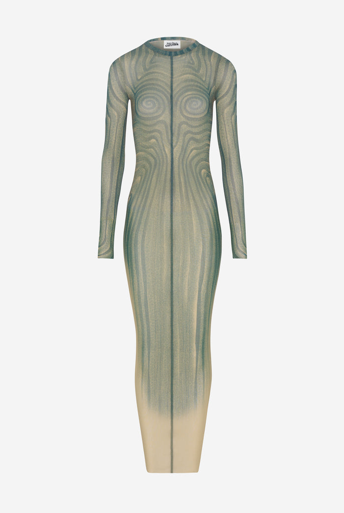 jean Paul Gaultier La Robe Longue Spirale Bleue Bleu