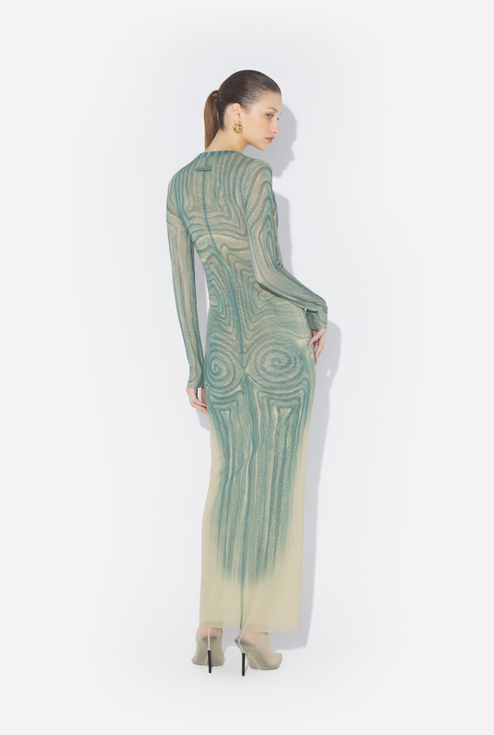 jean paul gaultier La Robe Longue Spirale Bleue Bleu