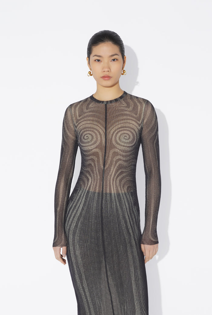 Jean Paul Gaultier La Robe Longue Spirale Noire Noir