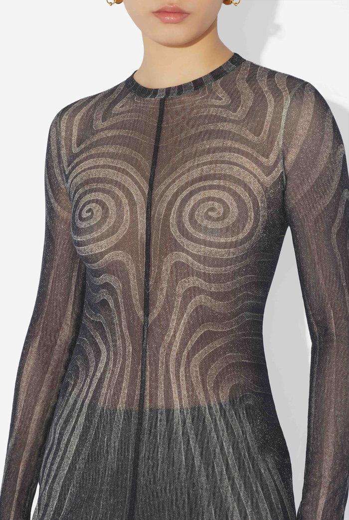 Jean Paul Gaultier La Robe Longue Spirale Noire Noir
