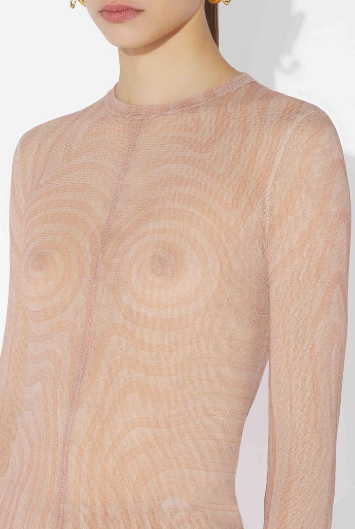 Jean Paul Gaultier La Robe Longue Spirale Rose Rose