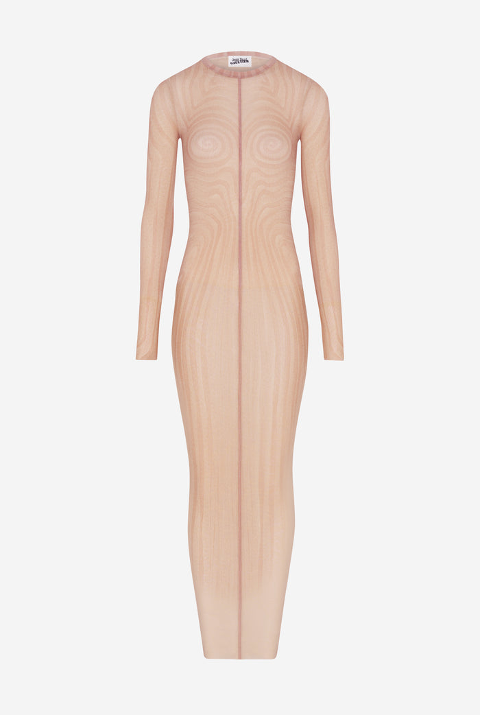 Jean Paul Gaultier La Robe Longue Spirale Rose Rose