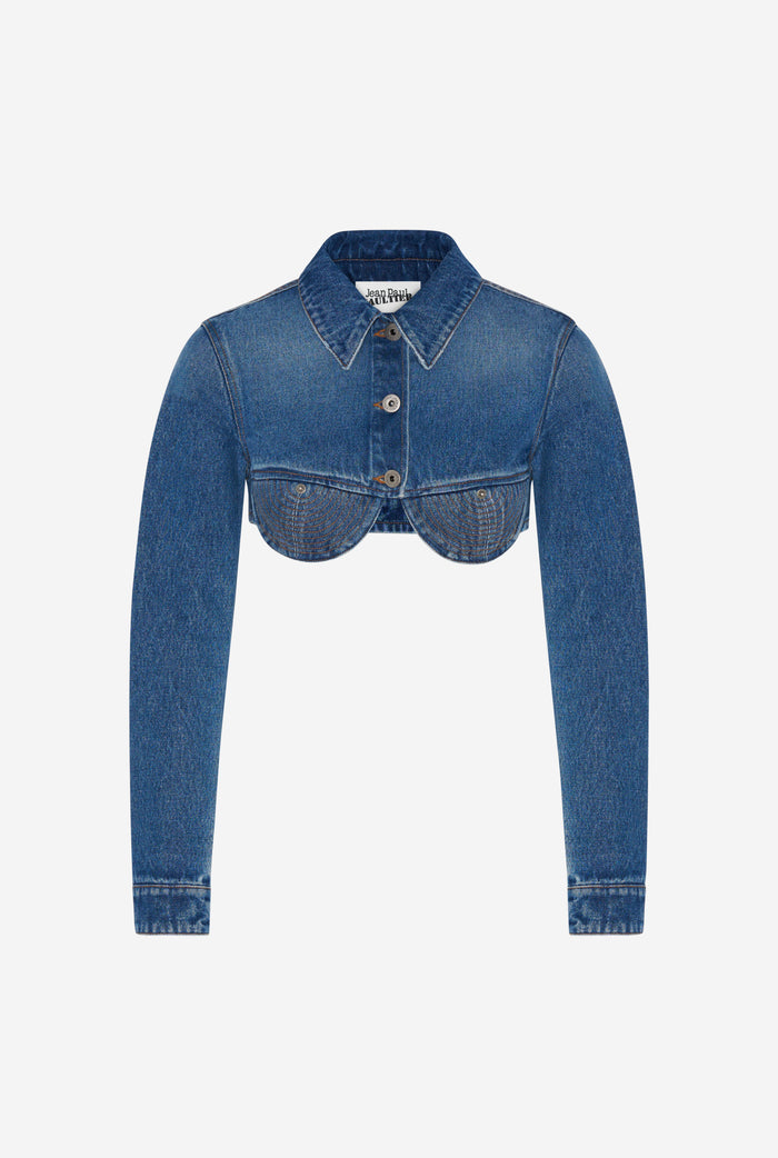 Jean Paul Gaultier La Veste Courte Conique Denim Bleu