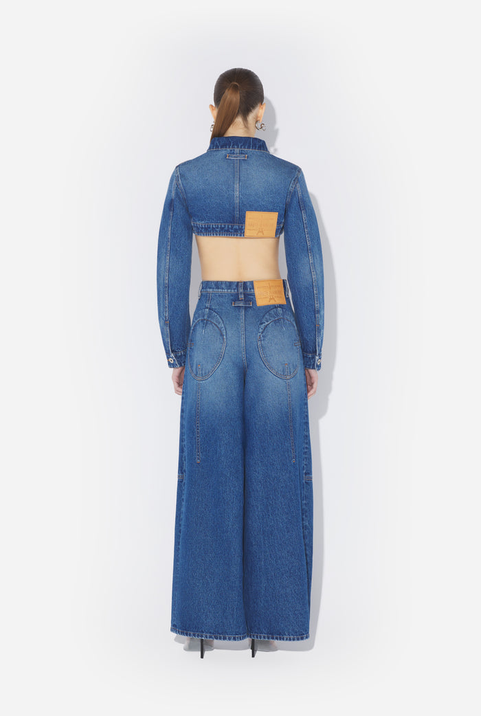 jean paul gaultier La Veste Courte Conique Denim Bleu