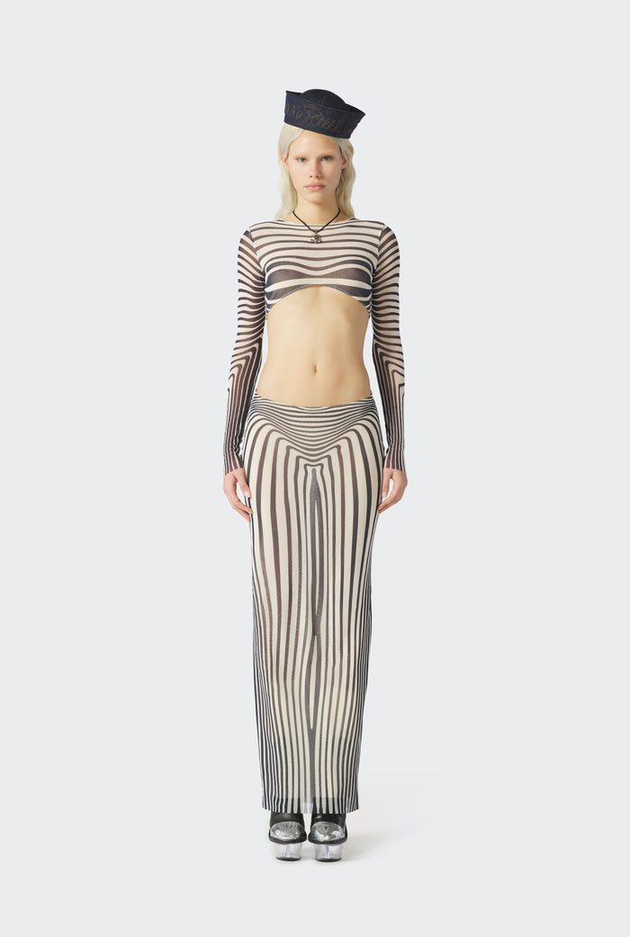 Jean Paul Gaultier Le Crop Top Body Morphing Marine Beige