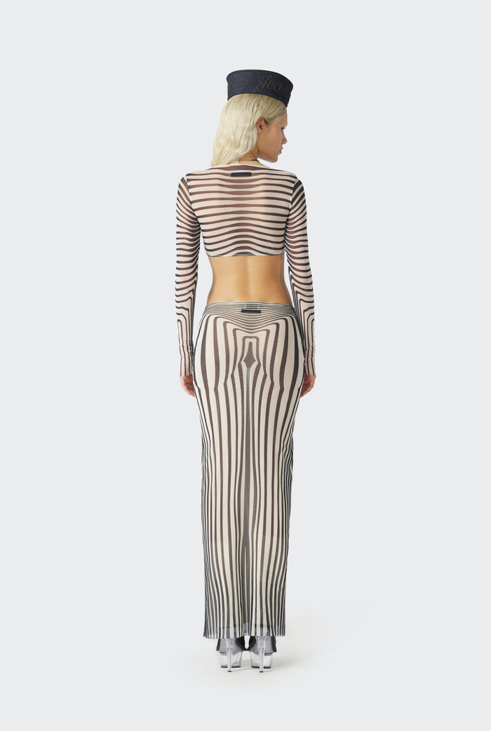 Jean Paul Gaultier Le Crop Top Body Morphing Marine Beige