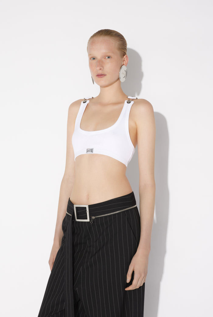 Jean Paul Gaultier Le Débardeur Court à Patch Blanc Blanc