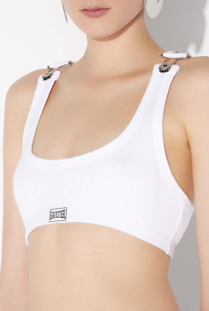 Jean Paul Gaultier Le Débardeur Court à Patch Blanc Blanc