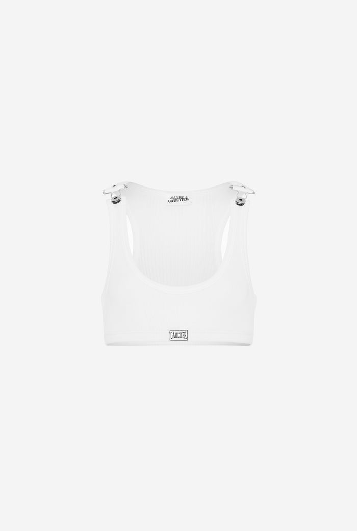 Jean Paul Gaultier Le Débardeur Court à Patch Blanc Blanc