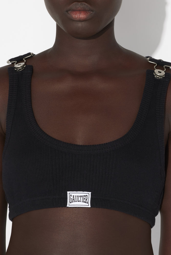 Jean Paul Gaultier Le Débardeur Court à Patch Noir Noir