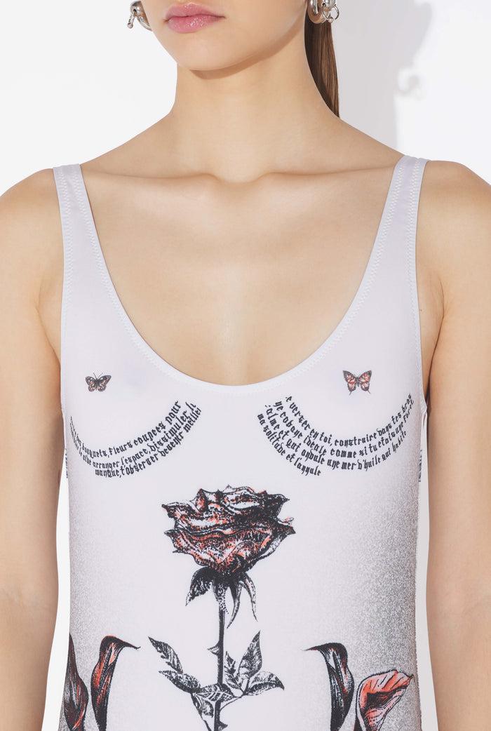 Jean Paul Gaultier Le Maillot De Bain Tattoo Roses Écru