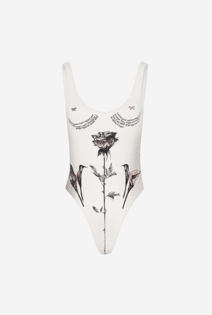 Jean Paul Gaultier Le Maillot De Bain Tattoo Roses Écru