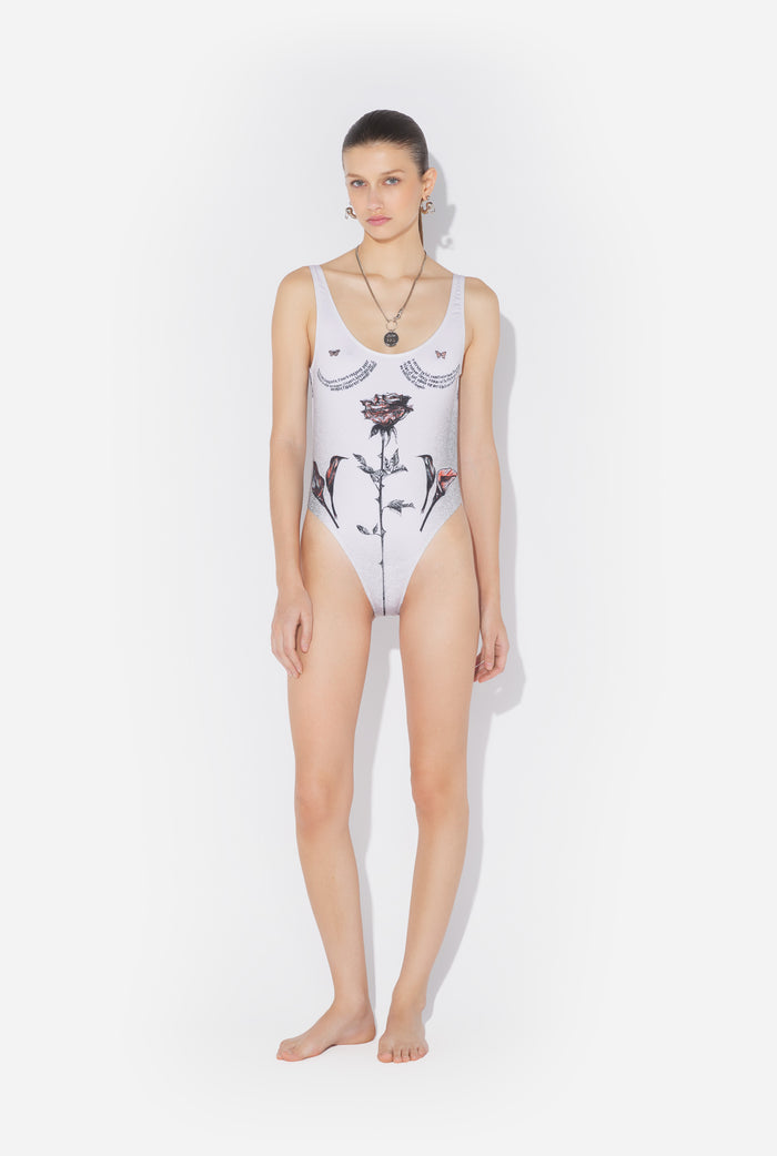 jean paul gaultier Le Maillot de Bain Tattoo Roses Écru