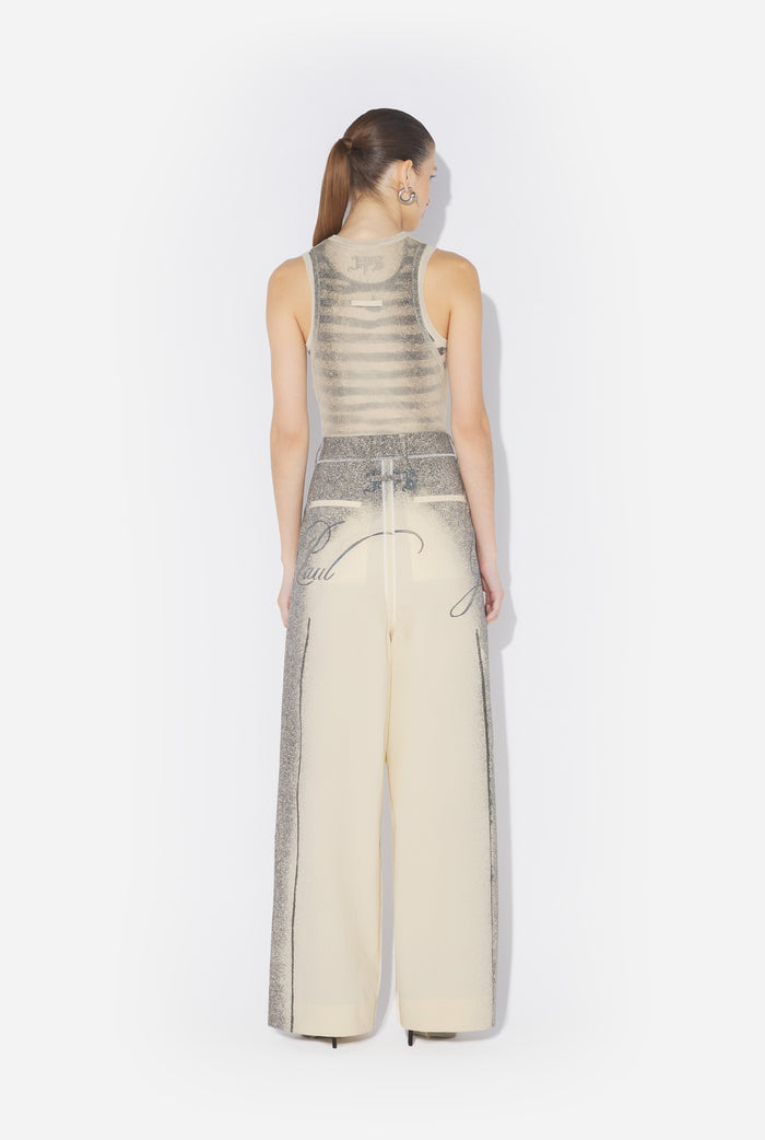 Jean Paul Gaultier Le Pantalon Tailleur Multi-Tattoo Écru